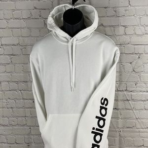 ADIDAS MEN'S WHITE KANGAROO POCKET HOODIE